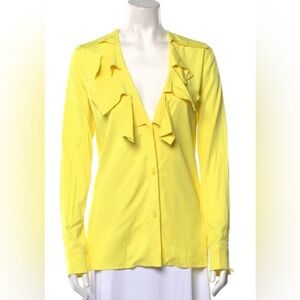 Bottega Veneta Ruffle V-neck Blouse - MSRP $1125